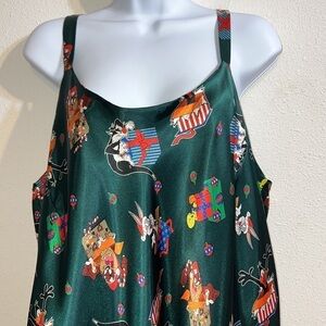 Looney Tunes Womens Green Graphic Holiday Chemise Size 2x